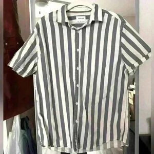 H&M Zipcode Button Up Shirt Stripes Dress Casual